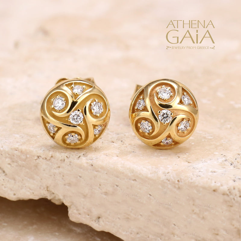 Mythical Argonaut Post Earrings - 18k Gold - Stud Earrings