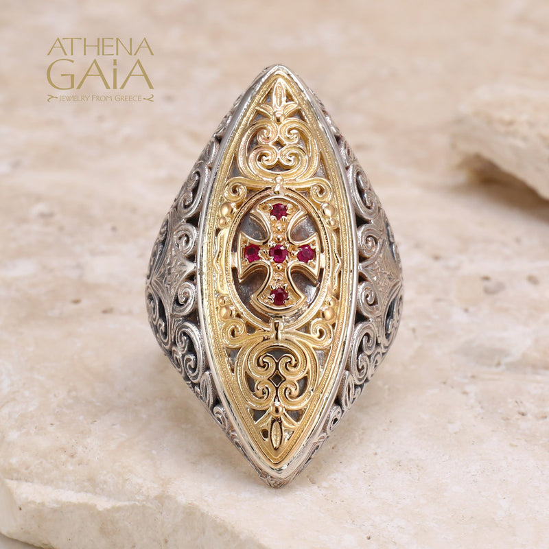 Faidra Ring - 18k Gold & Sterling Silver Ring - Cocktail Ring