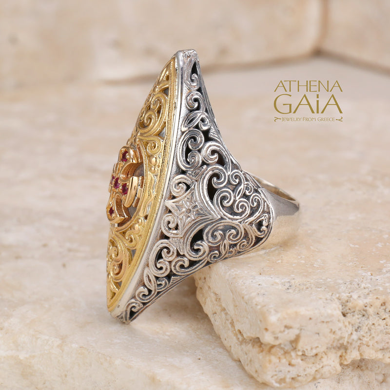 Faidra Ring - 18k Gold & Sterling Silver Ring - Cocktail Ring