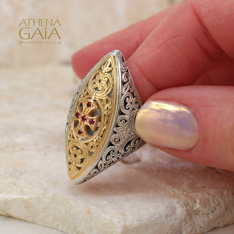 Faidra Ring - 18k Gold & Sterling Silver Ring - Cocktail Ring