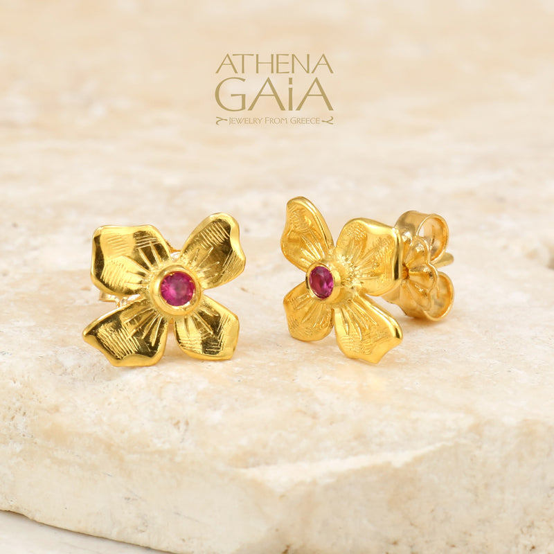 Flower Post Earrings (Small) - 18k Gold Earrings