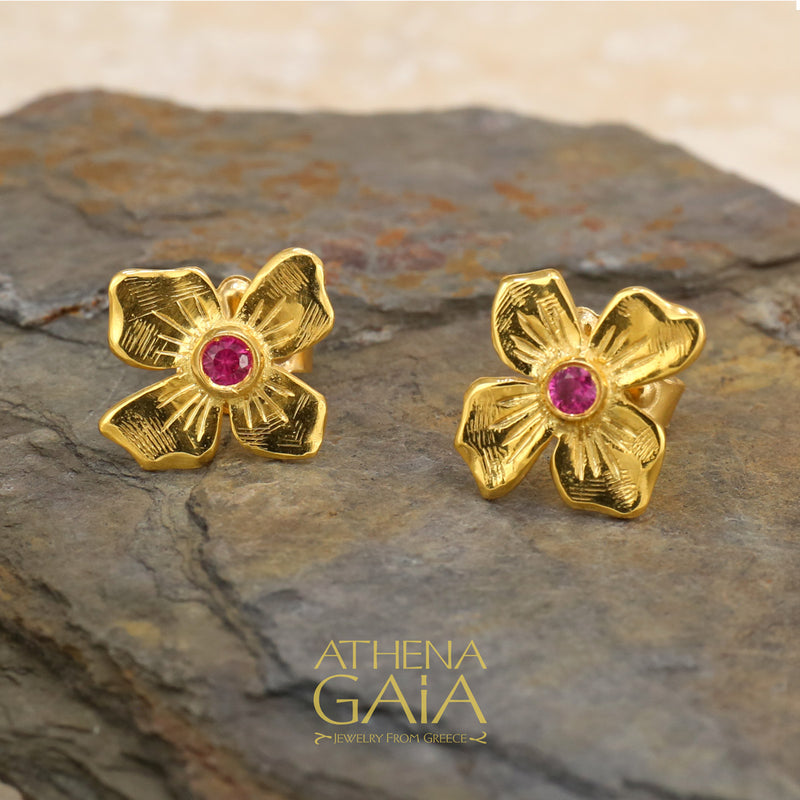 Flower Post Earrings (Large) - 18k Gold Earrings