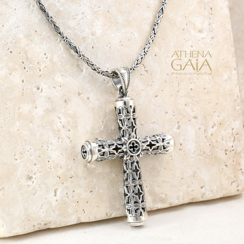 Open Fleur Latin Cross - Sterling Silver- Orthodox Cross