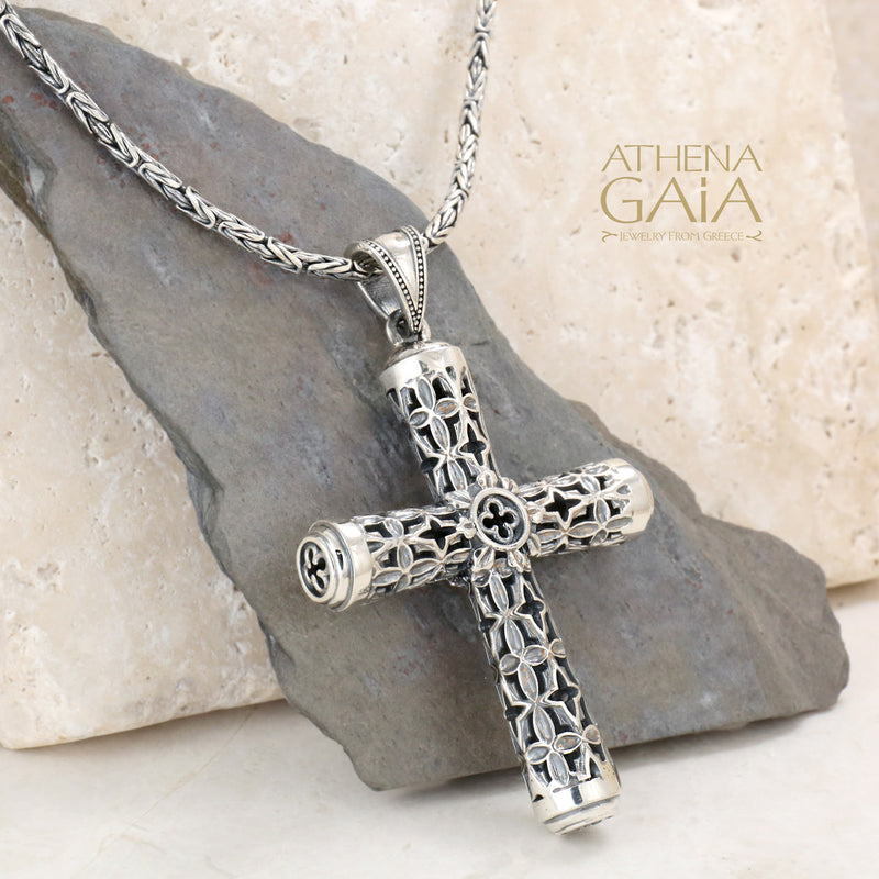 Open Fleur Latin Cross - Sterling Silver- Orthodox Cross