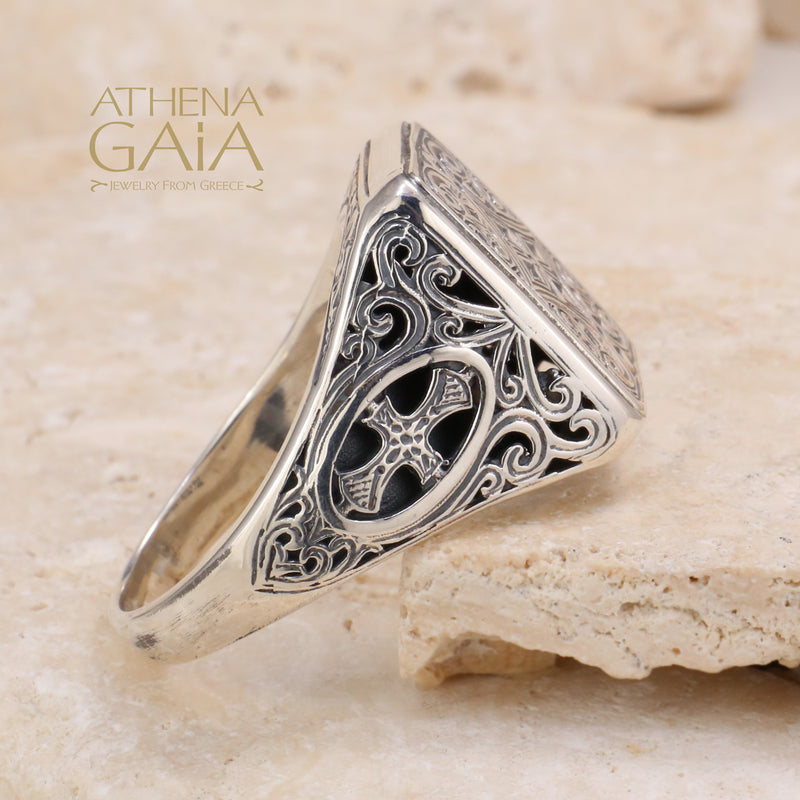 Maltese Cross Shank Ring - Sterling Silver Ring - Club Ring