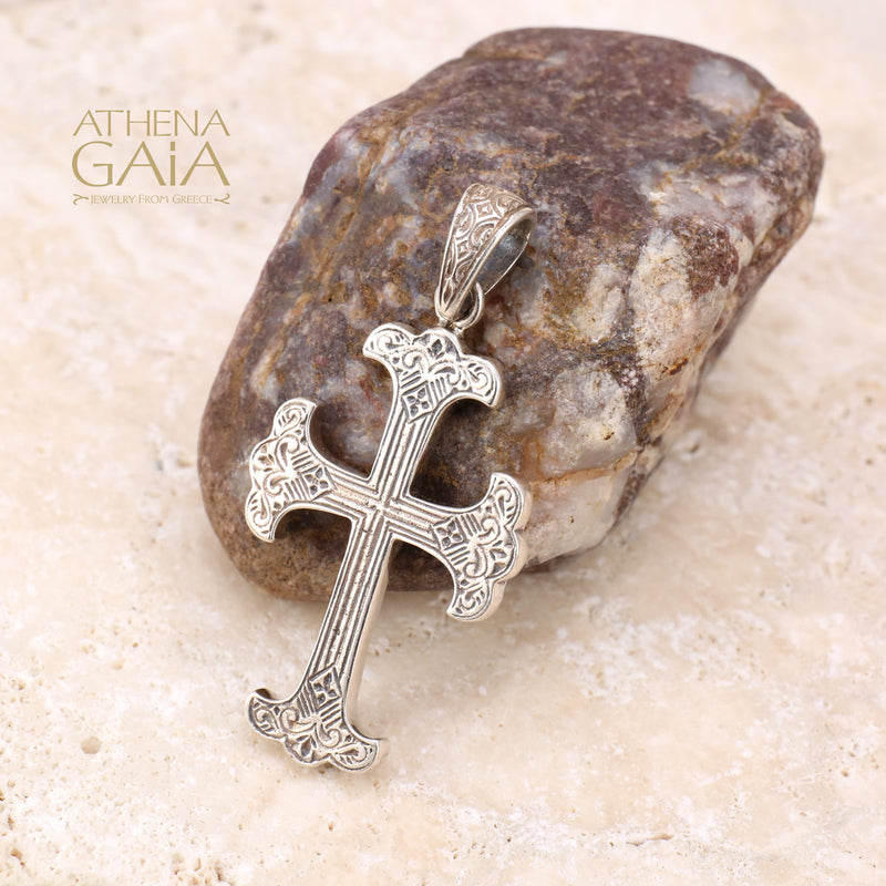 Fleury Cross (Large) - Sterling Silver - Flared Orthodox Cross