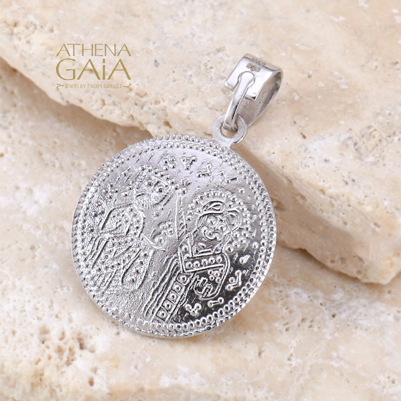 Justinian and Theodora Concave Cross (Medium) - Sterling Silver - Coin Konstantinata