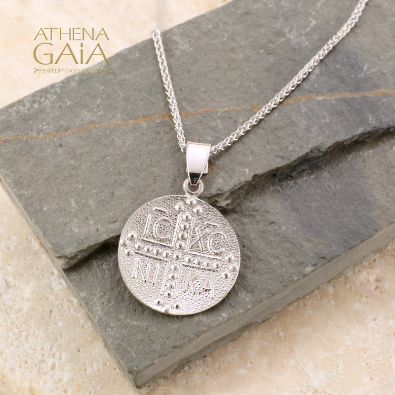 Justinian and Theodora Concave Cross (Medium) - Coin Konstantinata - 14k Gold