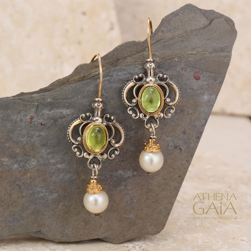 Honey Drop Chandelier Earrings - 18k Gold and Sterling Silver - Pearl Drop Earrings