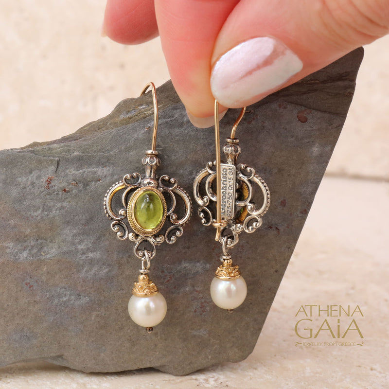 Honey Drop Chandelier Earrings - 18k Gold and Sterling Silver - Pearl Drop Earrings