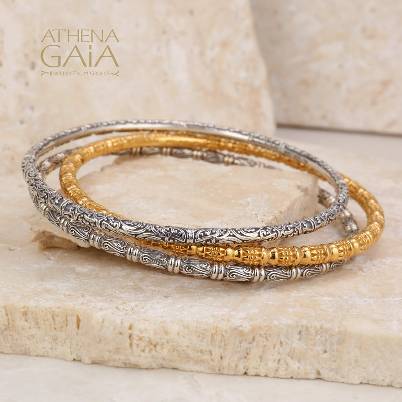 Kassandra 6521 Bracelet - Gold Plated Sterling Silver - Solid Bangle Bracelet