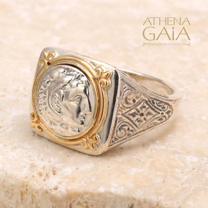 Size 10 Alexander Imperial Ring - 18k Gold & Sterling Silver - Signet Ring (In-Stock)