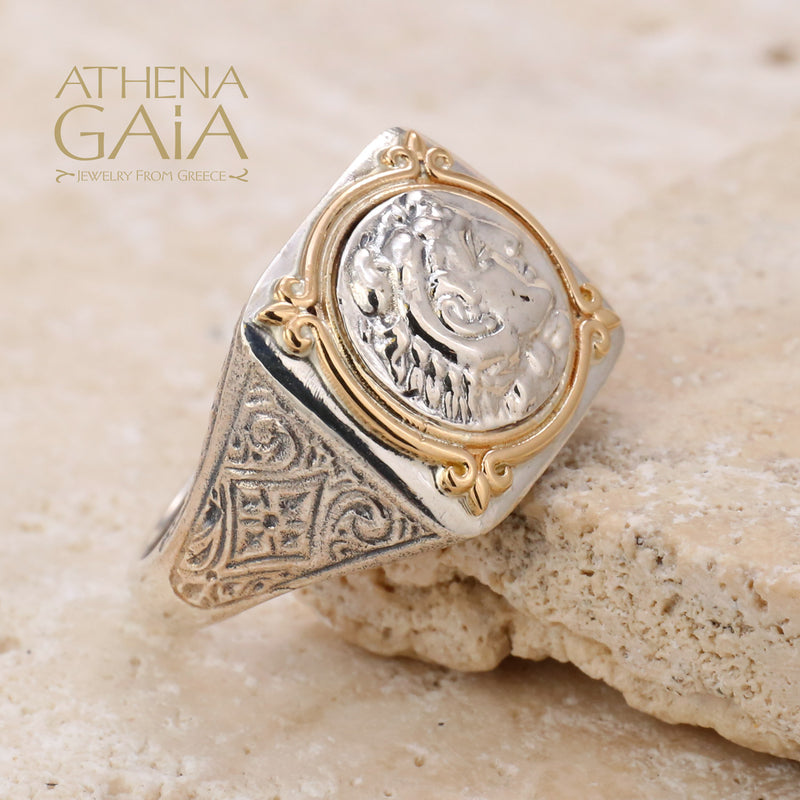 Size 10 Alexander Imperial Ring - 18k Gold & Sterling Silver - Signet Ring (In-Stock)