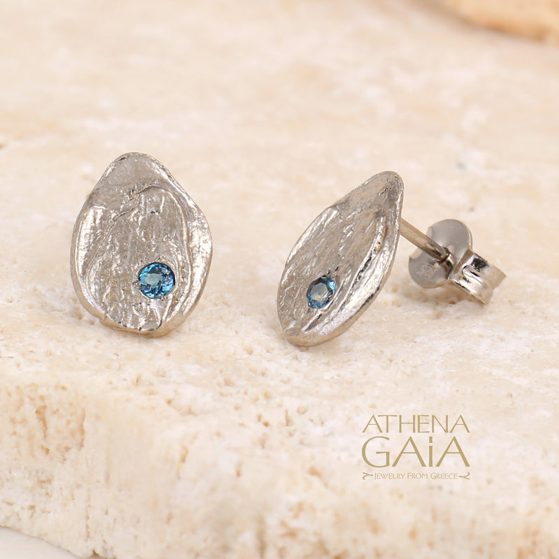 Topaz Pebble Drop Post Earrings - Sterling Silver Earrings