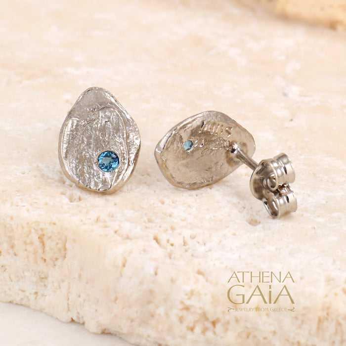 Topaz Pebble Drop Post Earrings - Sterling Silver Earrings (In-Stock)