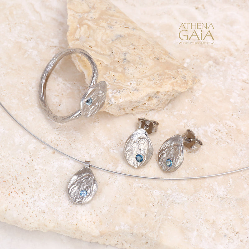 Topaz Pebble Drop Post Earrings - Sterling Silver Earrings