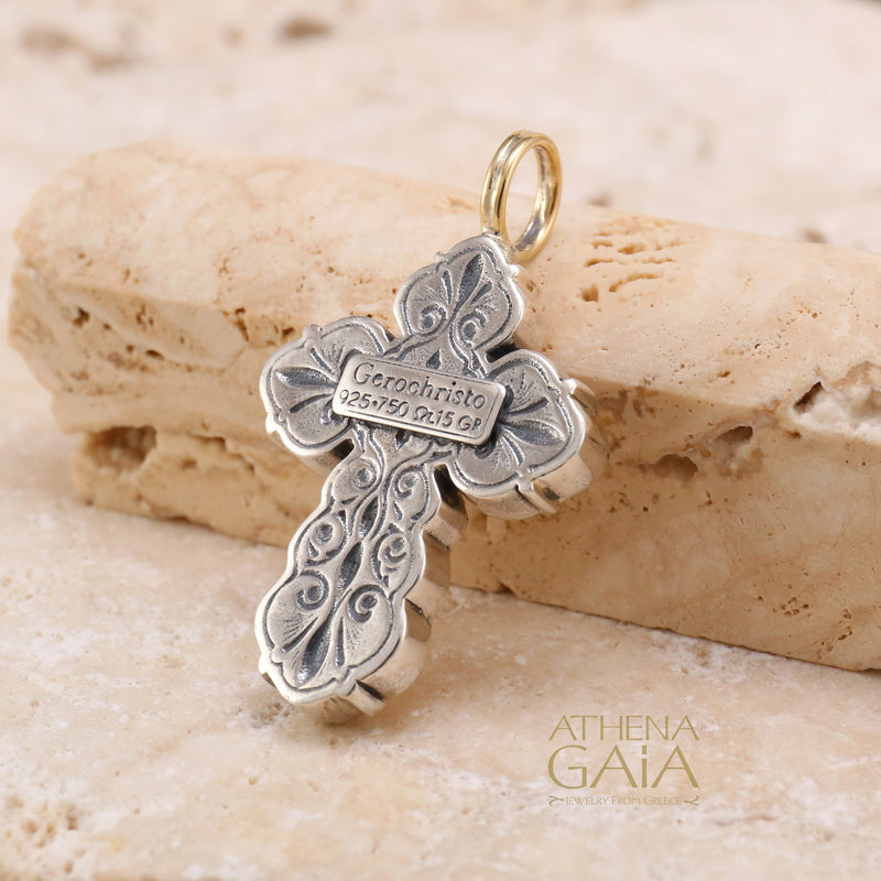 ICXC Orthodox Cross (Medium) - 18k Gold & Sterling Silver