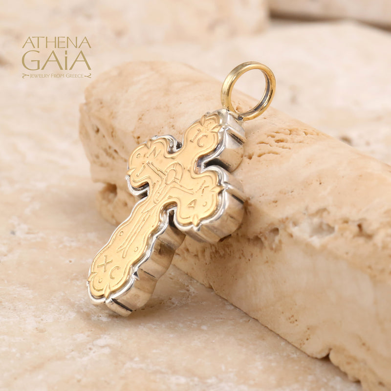 ICXC Orthodox Cross (Medium) - 18k Gold & Sterling Silver