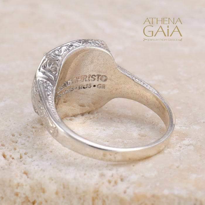 Alexander Cross Ring - 18k Gold & Sterling Silver Ring - Signet Ring