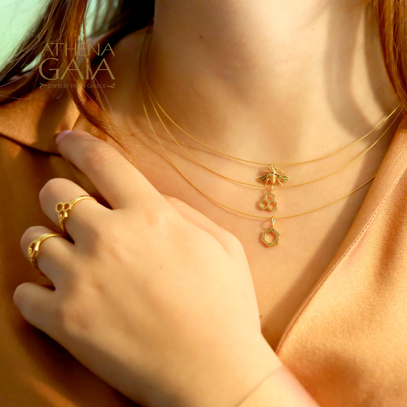 Sweet Honey Bee Necklace (Small) - Gold Plated Sterling Silver Necklace (In-Stock)