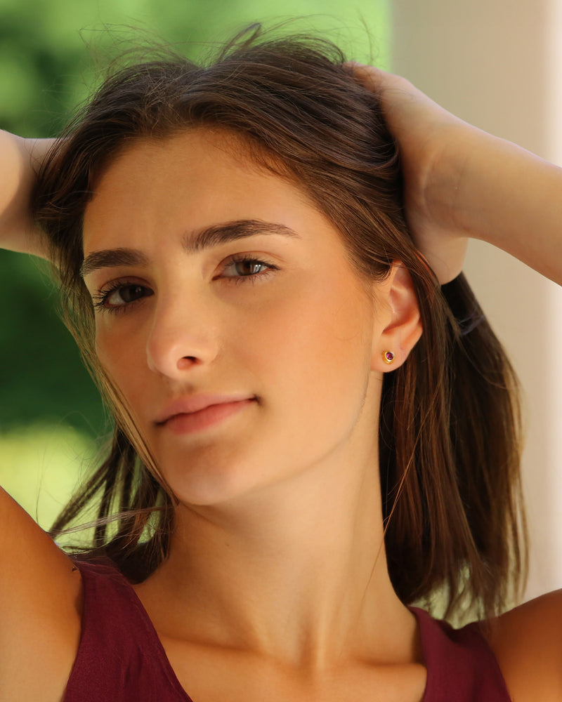 Cosmos Stone Post Earrings (Large) - 18k Gold - Post Earrings