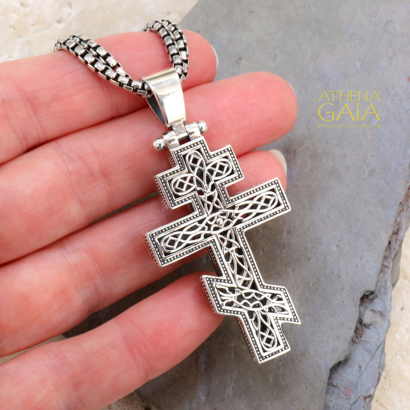 Russian Orthodox Cross (Medium) - Sterling Silver - Cross Necklace