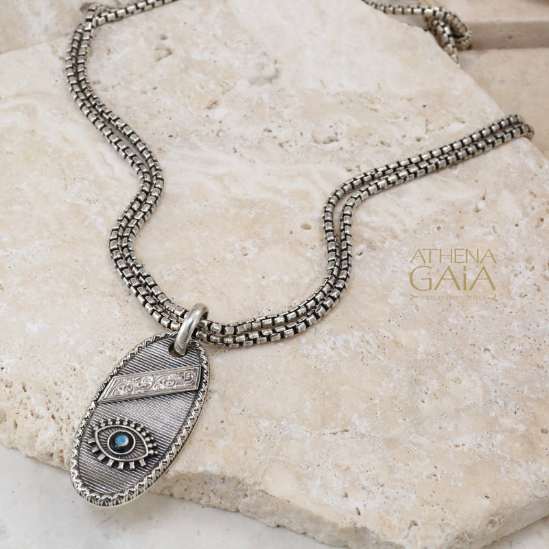 Evil Eye Talisman Silver Pendant - Sterling Silver Pendant