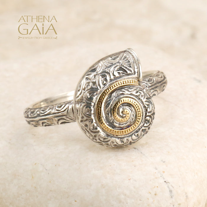 Thalassa Sea Snail Ring (Small) - 18k Gold & Sterling Silver Ring