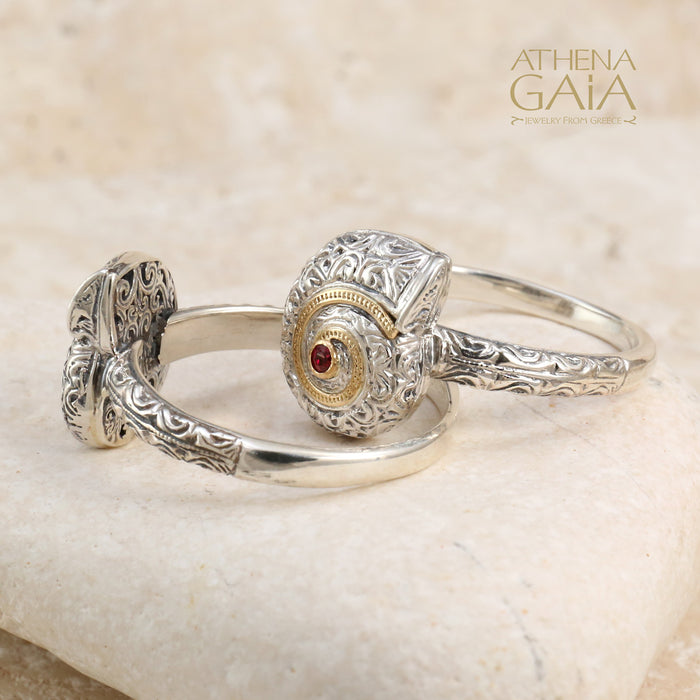 Thalassa Sea Snail Stone Ring (Small) - 18k Gold & Sterling Silver Ring