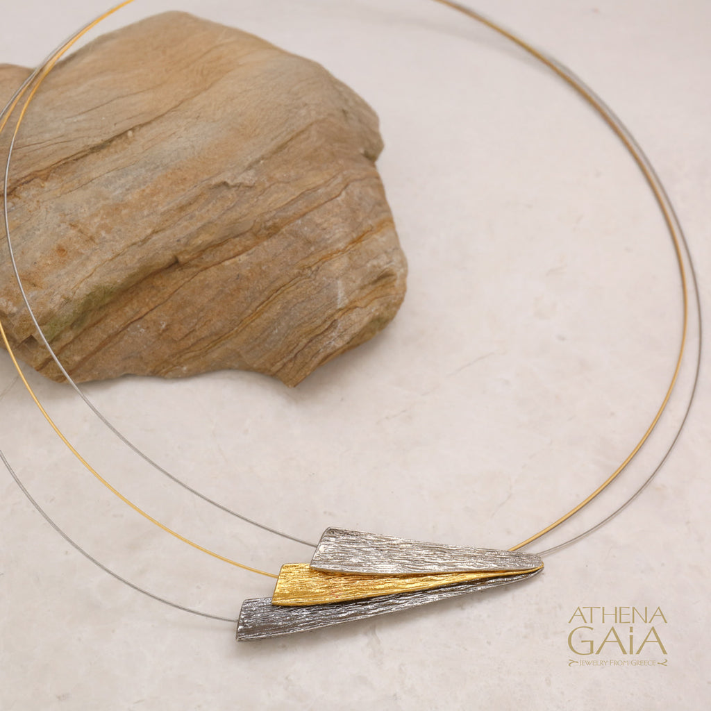 Triple Layer Side Necklace - Gold Plated Sterling Silver (In-Stock)