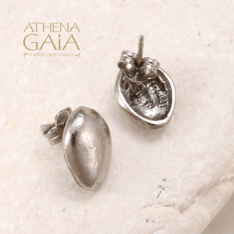 Single Pebble Post Earrings - Sterling Silver Earrings