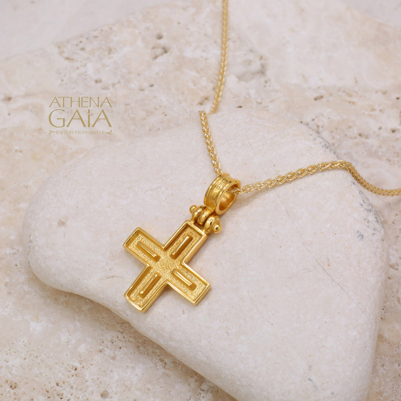 Shadow and Light Center Line Cross - 18k Gold - Greek Orthodox Cross