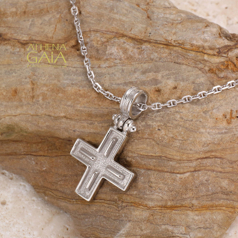 Shadow and Light Center Line Cross - 18k Gold - Greek Orthodox Cross