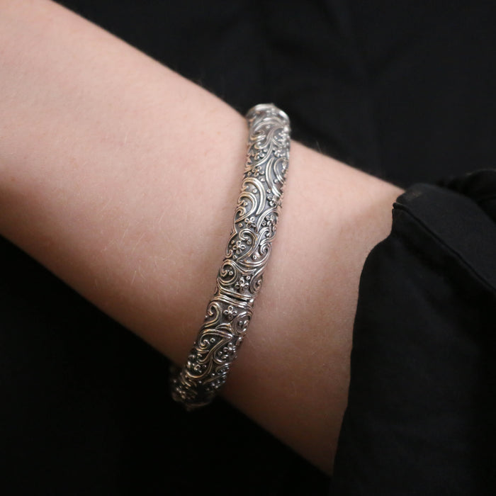 Meadow Breeze Bracelet - Sterling Silver - Flex Bangle Bracelet (wide)