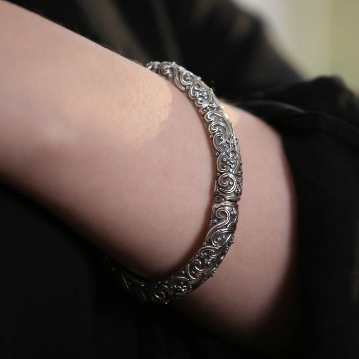 Meadow Breeze Bracelet - Sterling Silver - Flex Bangle Bracelet (wide)