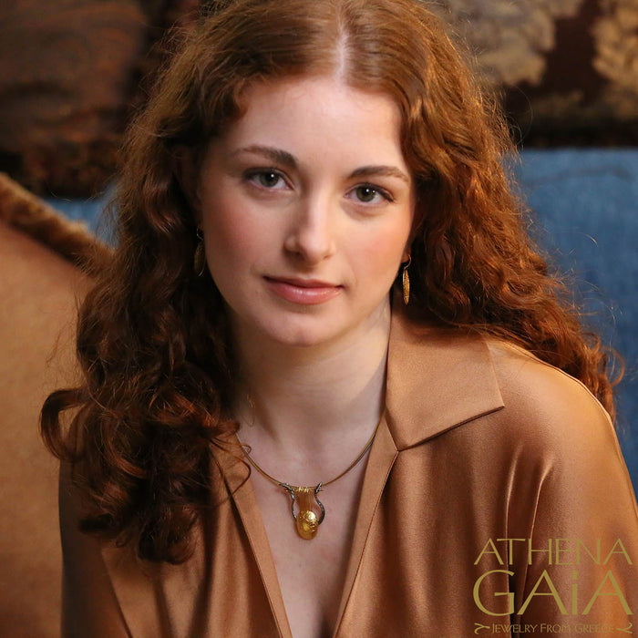 Chelys Lyre Necklace (Large) - Gold Plated Sterling Silver Necklace (In-Stock)