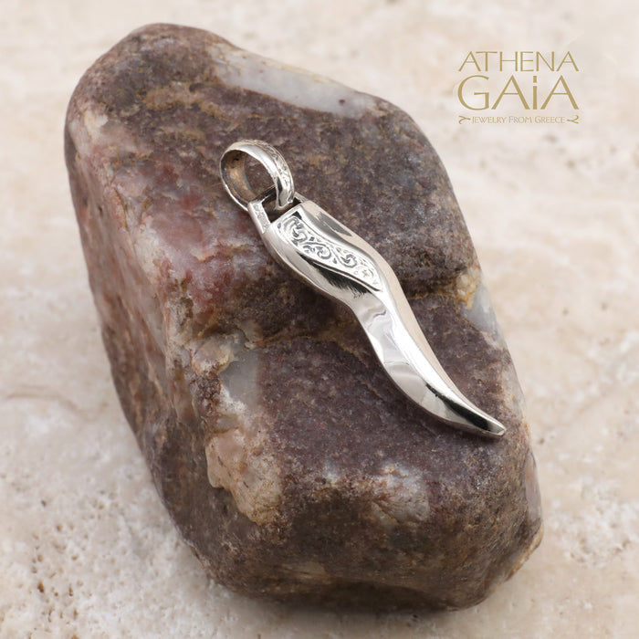 Simplicity Thin Claw Amulet Pendant - Sterling Silver Pendant