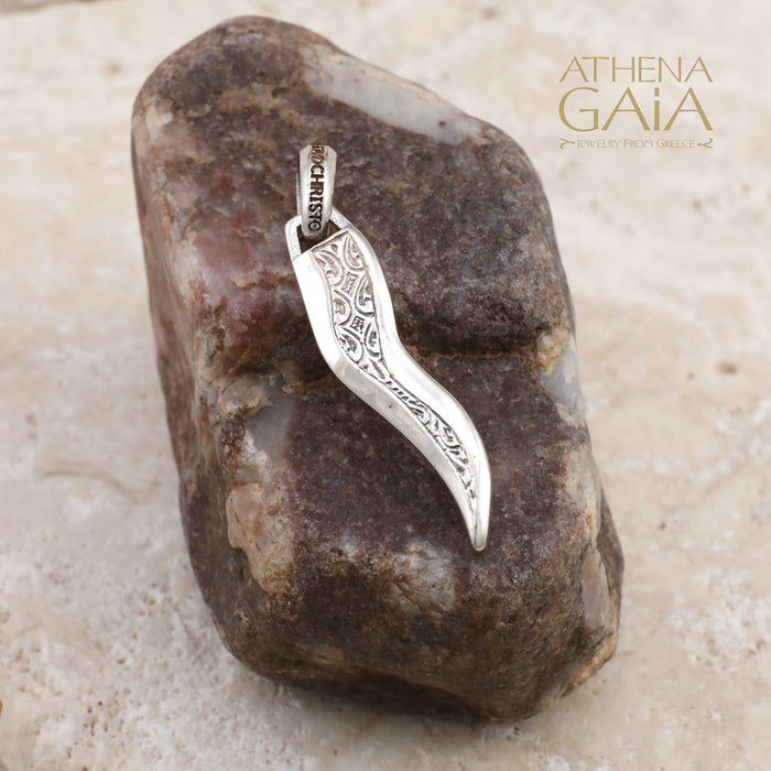 Simplicity Thin Claw Amulet Pendant - Sterling Silver Pendant