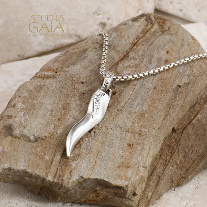 Simplicity Thin Claw Amulet Pendant - Sterling Silver Pendant