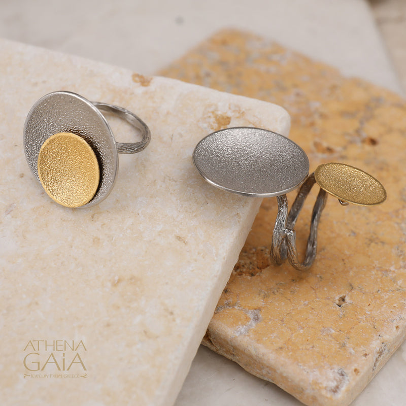 Desert Eclipse Bypass Ring - Gold Plated Sterling Silver Ring