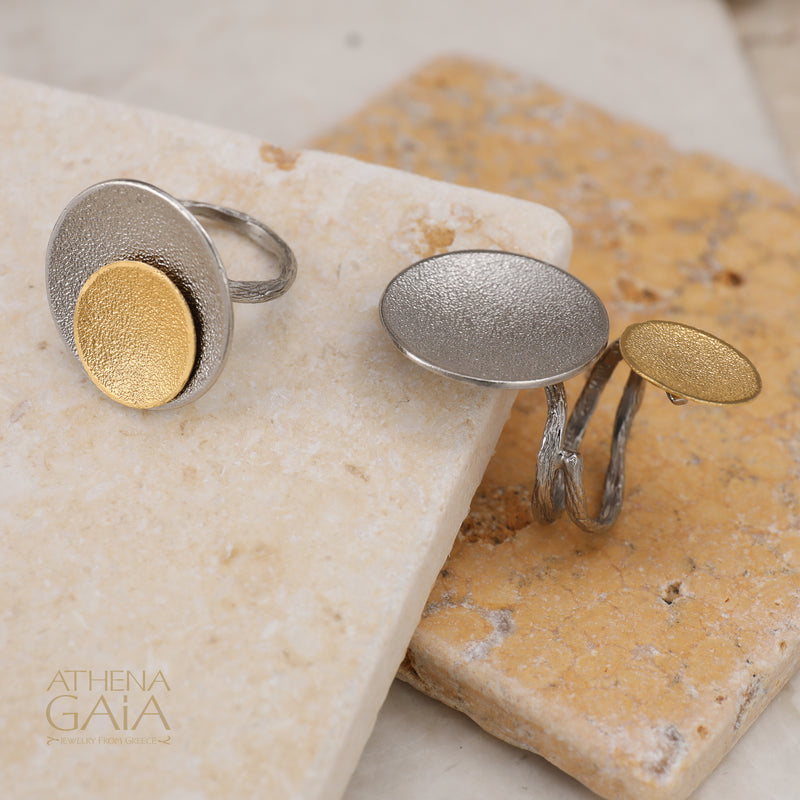 Desert Eclipse Bypass Ring - Gold Plated Sterling Silver Ring