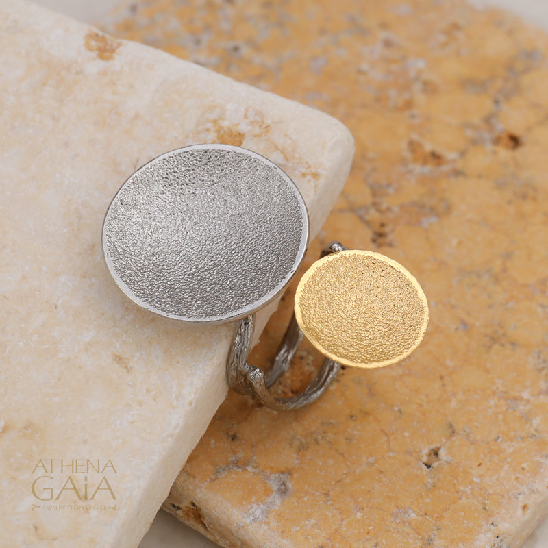 Desert Eclipse Bypass Ring - Gold Plated Sterling Silver Ring