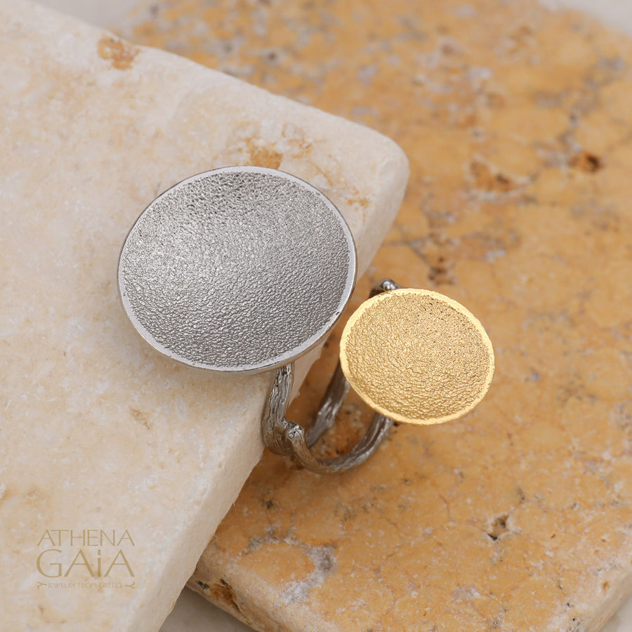 Desert Eclipse Bypass Ring - Gold Plated Sterling Silver Ring