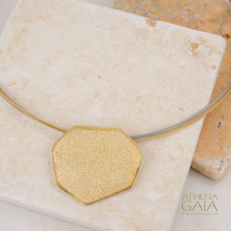 Desert Grain Pendant Necklace (Large) - Gold Plated Sterling Silver Necklace