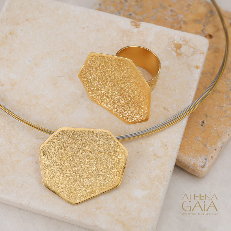 Desert Grain Ring (Large) - Gold Plated Sterling Silver Ring