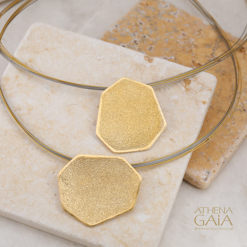 Desert Grain Pendant Necklace (Large) - Gold Plated Sterling Silver Necklace