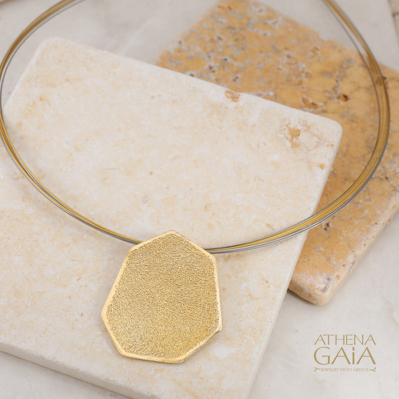 Desert Grain Pendant Necklace (Large) - Gold Plated Sterling Silver Necklace
