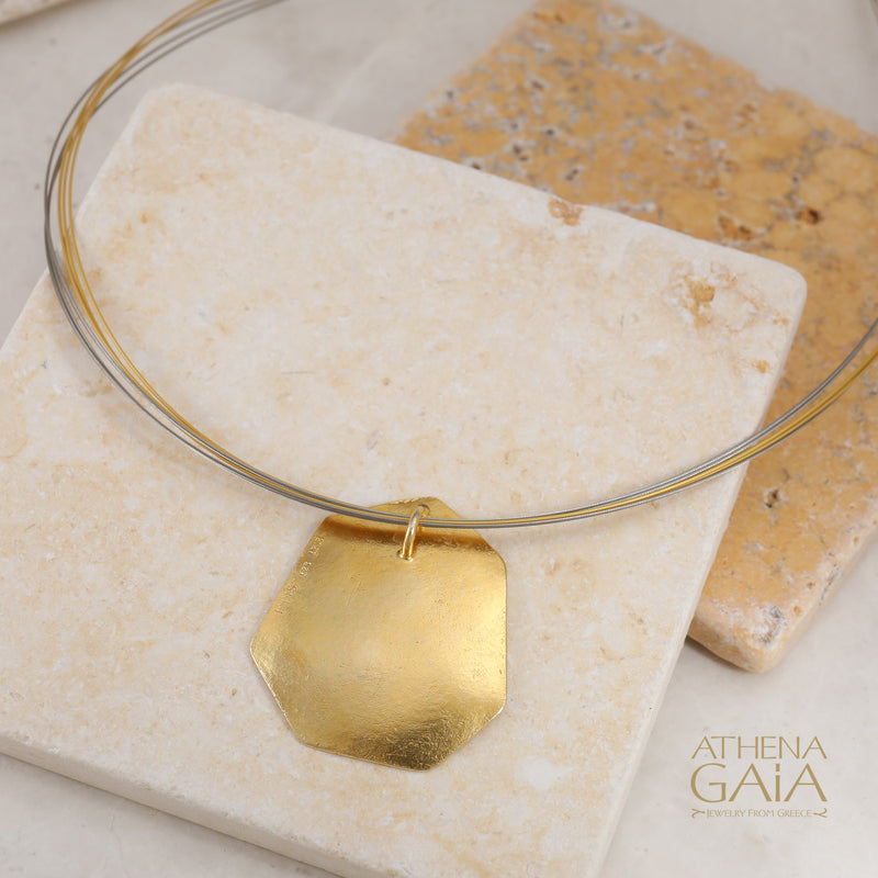 Desert Grain Pendant Necklace (Large) - Gold Plated Sterling Silver Necklace