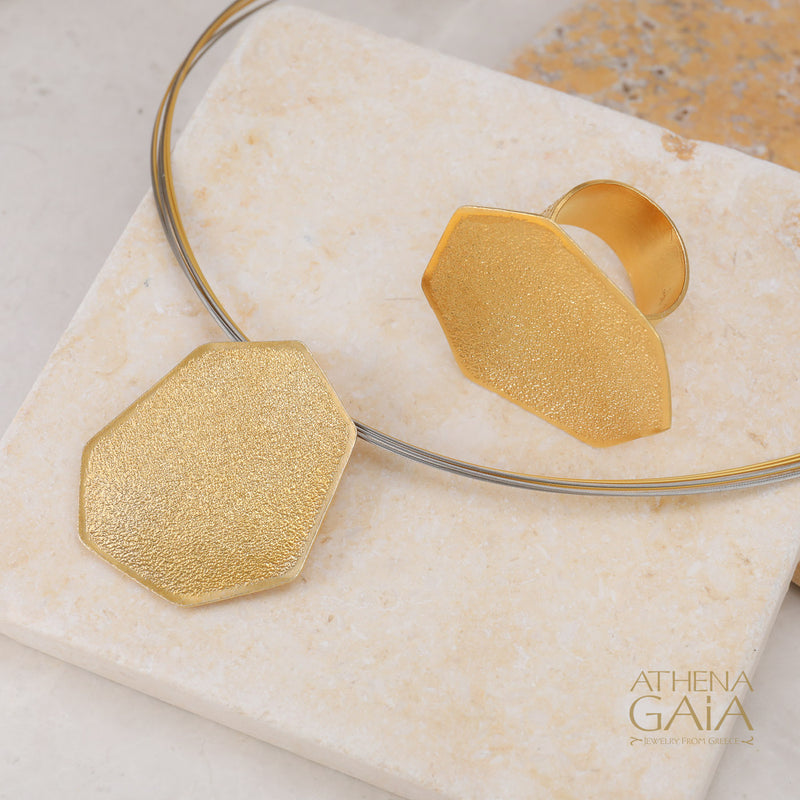 Desert Grain Pendant Necklace (Large) - Gold Plated Sterling Silver Necklace