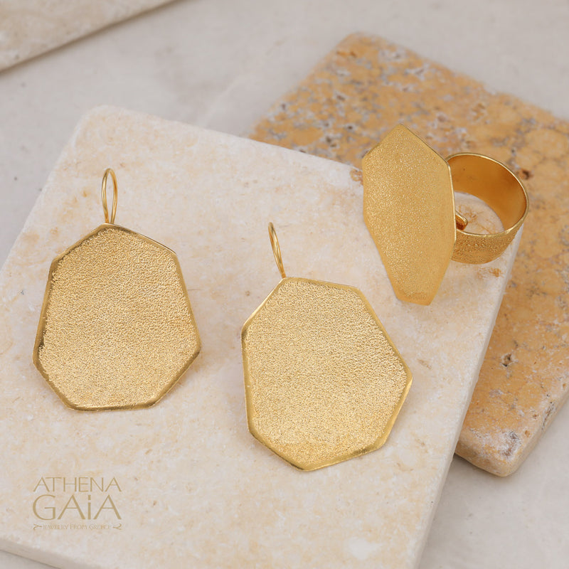 Desert Grain Earrings (Large) - Gold Plated Sterling Silver - French Wire Earrings